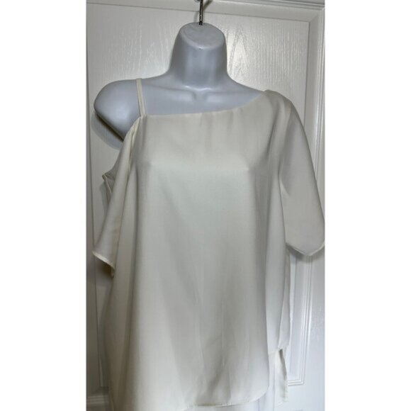 3 for $15 Black Label by Chico, Off-Shoulder White Chiffon Blouse, Chico SZ 0 - Picture 2 of 9